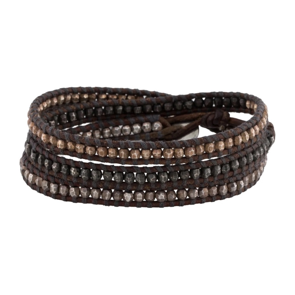 Nakamol Gray & Brown Beaded Wrap Bracelet